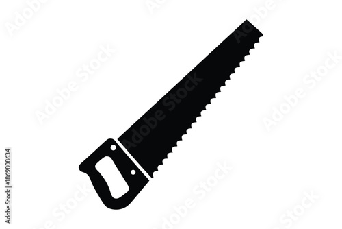 Hand saw silhouette vector, handsaw carpentry tool flat vector icon