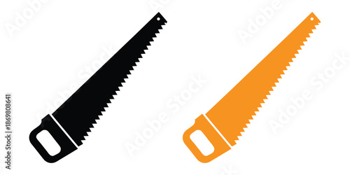 Hand saw silhouette vector, handsaw carpentry tool flat vector icon