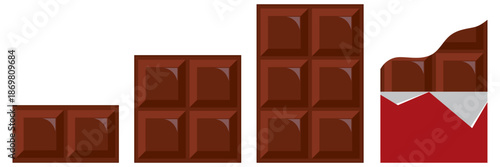 Chocolate bar icon. The chocolate bar was bitten into pieces. Vector illustration