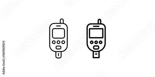Walkie talkie radio communication device line icons for portable wireless signal technology