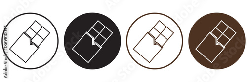 Chocolate icon flat editable icon mark set.