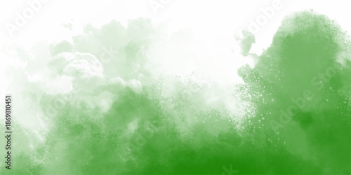Abstract green smoke on vivid white color background. Green abstract texture background.  Abstract pixelated green shape with dark tones and subtle texture. Green watercolor background for your design
