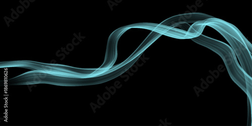 abstract waves of blue bushy smoke on dark background. Wispy blue, smoke trails against a stark black background, Abstract spectrum background made by sunlight illumination. Viva magenta, 