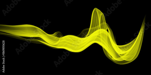 abstract waves of yellow bushy smoke on dark background. Wispy yellow smoke trails against a stark black background, Abstract spectrum background made by sunlight illumination. Viva magenta, 
