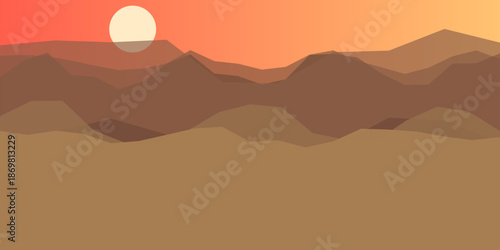 Desert sunset over mountain range