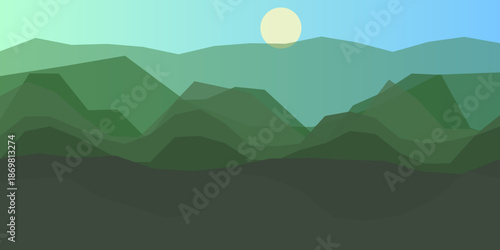 Serene mountain landscape at sunset