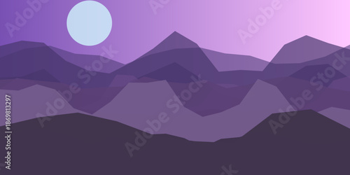 Serene mountain sunset