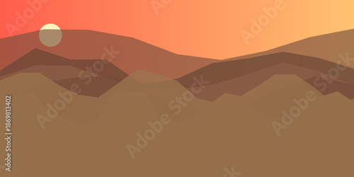 Sunset over desert dunes