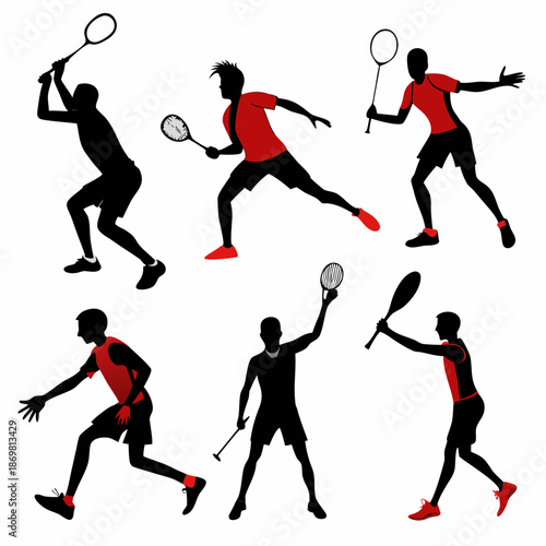 Badminton Player Silhouette Set – Action Poses Collection