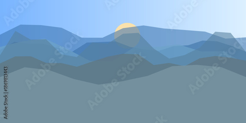 Serene mountain range at dawn