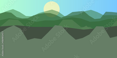 Serene mountain landscape at sunset