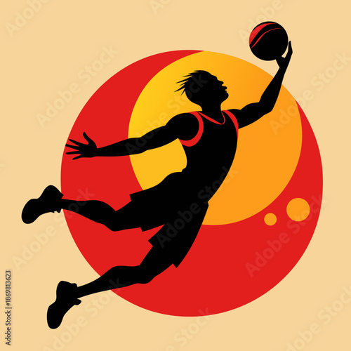 Basketball Player Silhouette – Jump Shot Action Vector