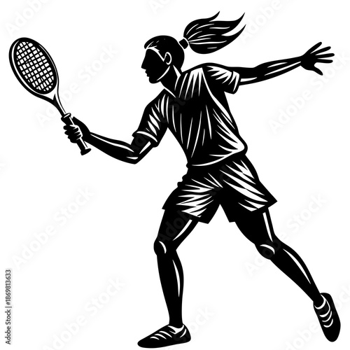 Badminton Player Silhouette – Powerful Smash Action Vector