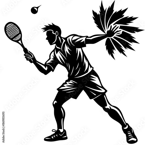 Badminton Player Silhouette – Artistic Swing Vector Design