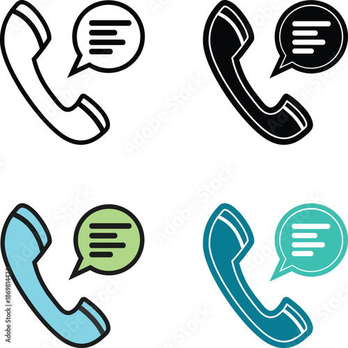 Phone consultation vector icon with speech bubble for telemedicine and online pharmacy services. Ideal for virtual doctor calls, patient support, medical hotlines, and digital healthcare communication