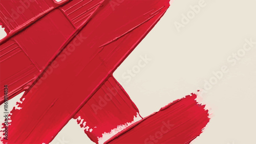 Bold Red Lipstick Smudge Strokes on Beige Background