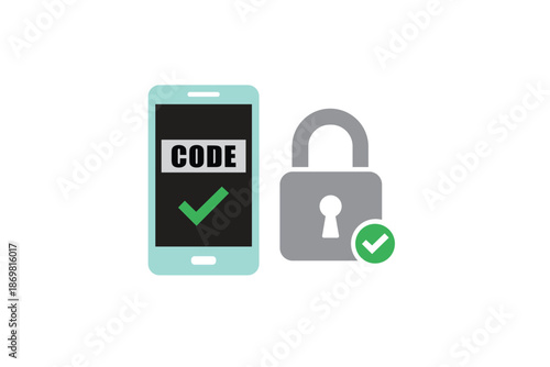 Digital security verification process on a mobile device, displaying a successful code entry and secure access granted with a padlock symbol, representing robust data protection and online safety