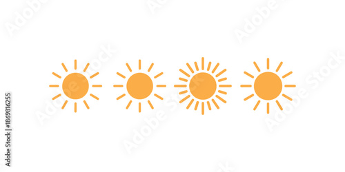 Set of suns with different rays summer weather symbol vector icon illustration