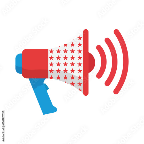 Patriotic USA Election Megaphone Vector Illustration for Political Campaign Announcements