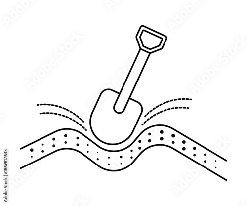 Digging icon design in line style. Shovel dig hole icon vector. Digging icon vector simple element illustration.