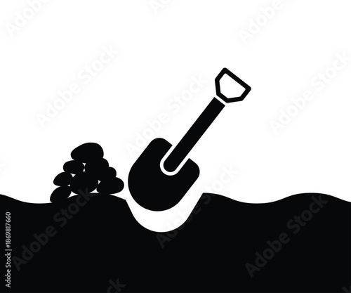 Digging icon design in flat style. Shovel dig hole icon vector. Digging icon vector simple element illustration.