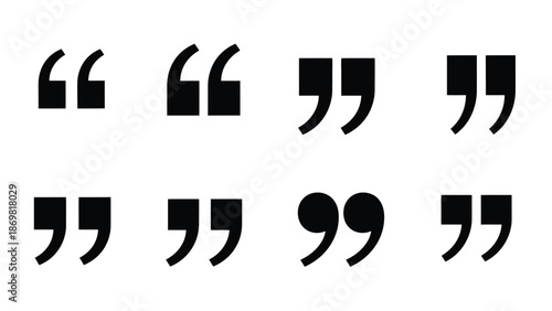 A collection of black quotation marks arranged in two rows on a white background