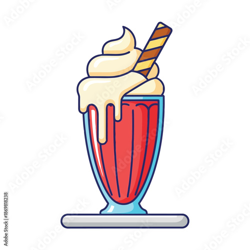 Delicate pink line drawing of a refreshing beverage with tapioca pearls inside