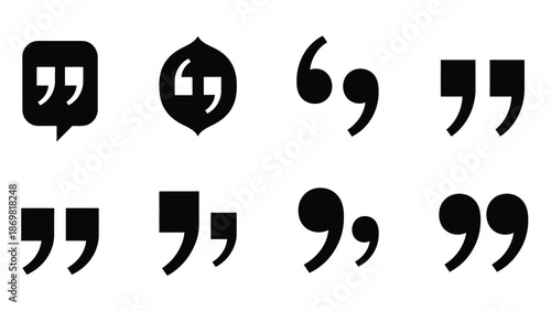 Black and white collection of various quote and dialogue symbols