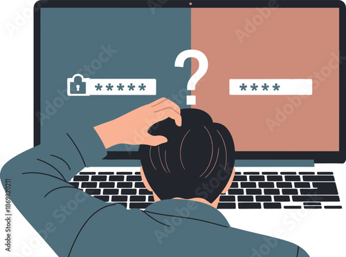 Hand entering password on laptop screen with security icons