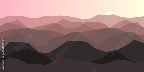 Serene mountain range at sunset