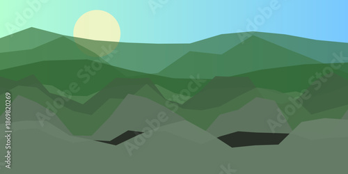 Serene mountain landscape at sunset