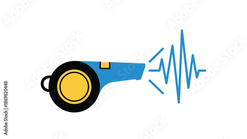 A blue megaphone emitting sound waves a visual representation of broadcasting