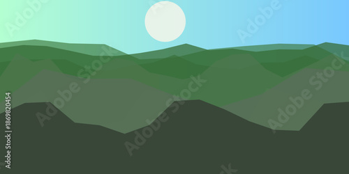 Serene mountain landscape under full moon