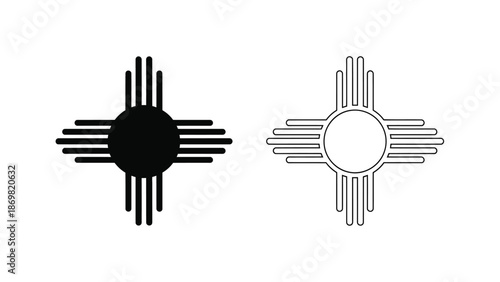 New mexico state flag symbol variations black and white designs presented