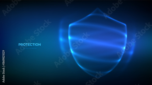 Protection shield. Healthcare shield with energy force field. Cyber security, healthcare, insurance, defense, guard, safety symbol. Internet privacy, firewall and antivirus system. Vector illustration