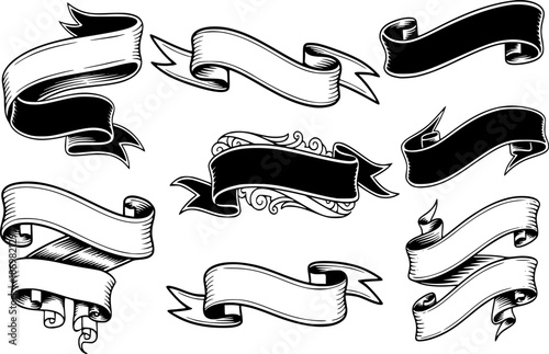 stylish blank wide vintage tattoo ribbon set
