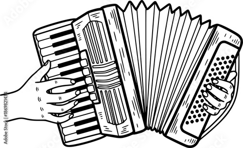 Accordion icon in hand drawn style
