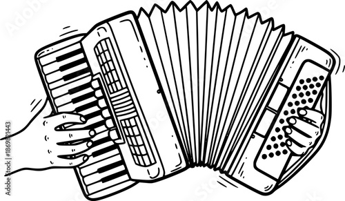 Accordion icon in hand drawn style
