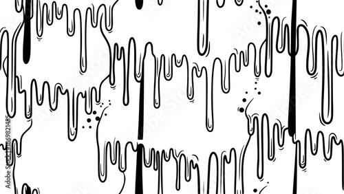 Seamless Black Liquid Dripping/Melting Grunge Vector Pattern Overlay
