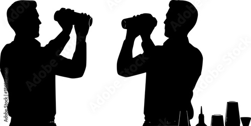 Set of bartender silhouette vector on white background

