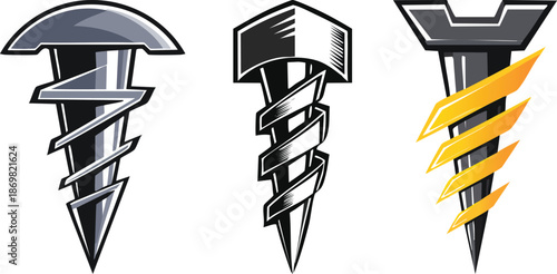 Mechanical bolt silhouette representing industrial engineering strength hardware construction minimalist graphic illustration design icon concept