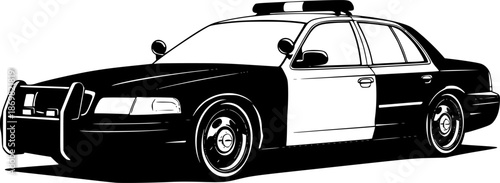 police car line art silhouette vector illustration
