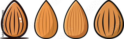 Simple cartoon almond with clean outline light brown tone healthy snack food illustration design icon