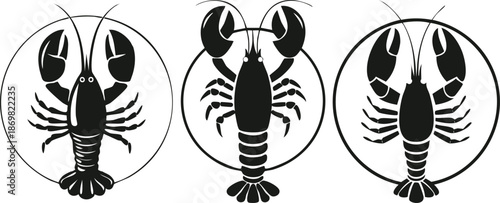 Cooked lobster cartoon served on white plate gourmet seafood cuisine illustration design graphic icon concept
