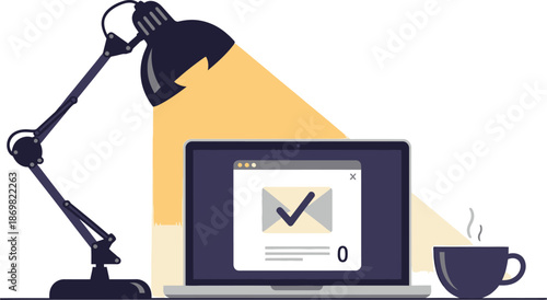 Modern workspace with laptop and coffee cup