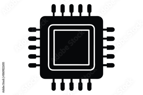 cpu processor icon silhouette vector