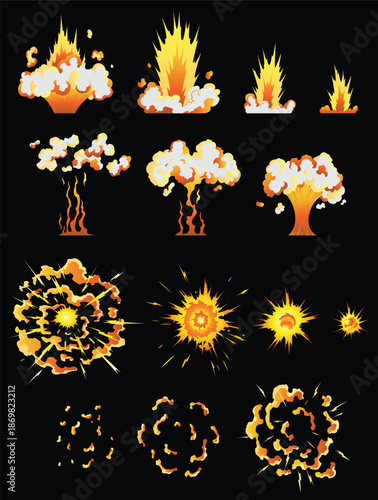 Cartoon Fire Explosions Burst Effects Collection.