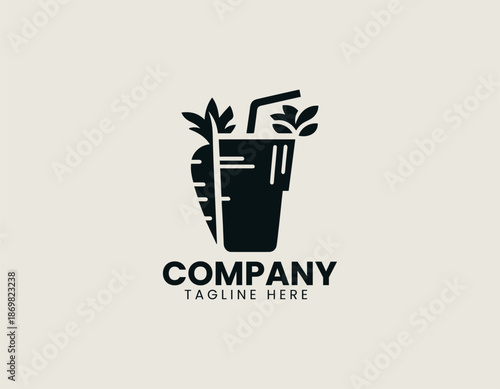 Carrot juice black vector logo illustration