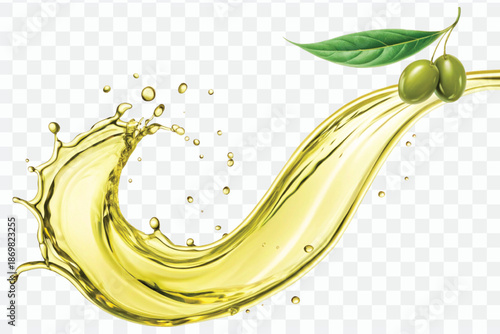 abstract 3d fresh olive oil splash explosion, flying olive oil on the air cut isolated on white background