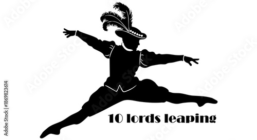 10 Lords Leaping Silhouette Vector Icon 12 Days of Christmas Symbol